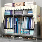 Contemporary Style Wardrobe Cabinet Steel Frame Wardrobe Armoire for Bedroom