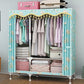 Contemporary Style Wardrobe Cabinet Steel Frame Wardrobe Armoire for Bedroom