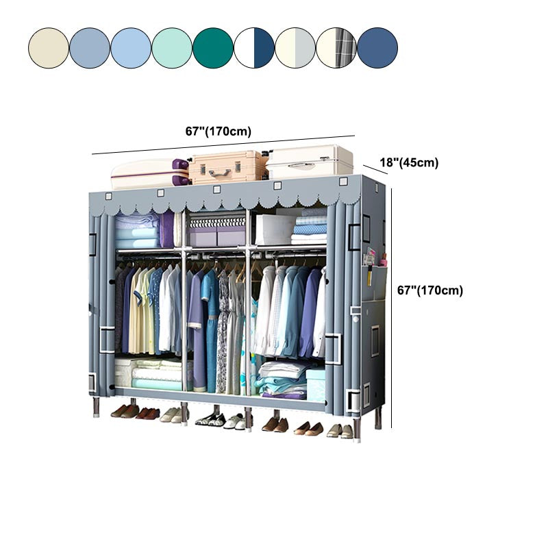 Contemporary Style Wardrobe Cabinet Steel Frame Wardrobe Armoire for Bedroom