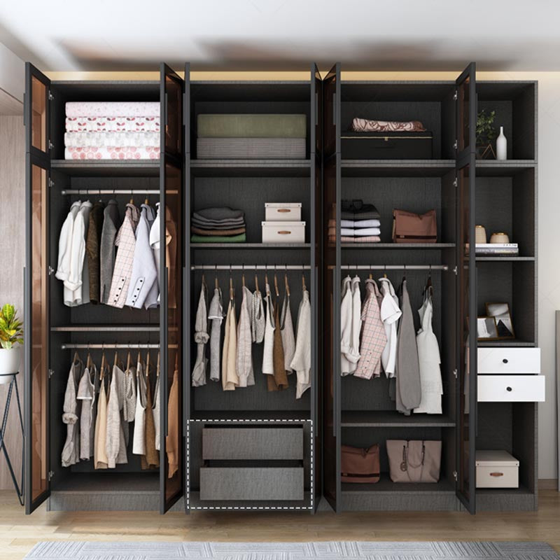 Armadio moderno grigio per mobile per finitura a specchio in casa con porta di vetro