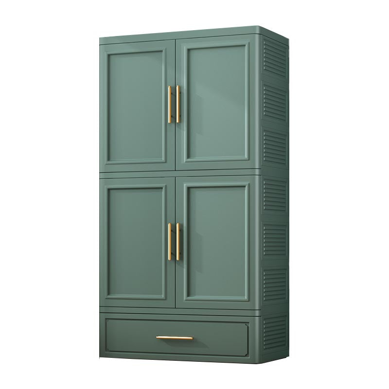 Contemporary 2-Door Wardrobe Armoire Plastic Storage Cabinet 23"L x 16"W x 62"H Green 1 Clearhalo 'Armoires & Wardrobes' 'armoires_wardrobes' 'Bedroom Furniture' 'furn' 'furn_armoires_wardrobes' 'Furniture' 5383386