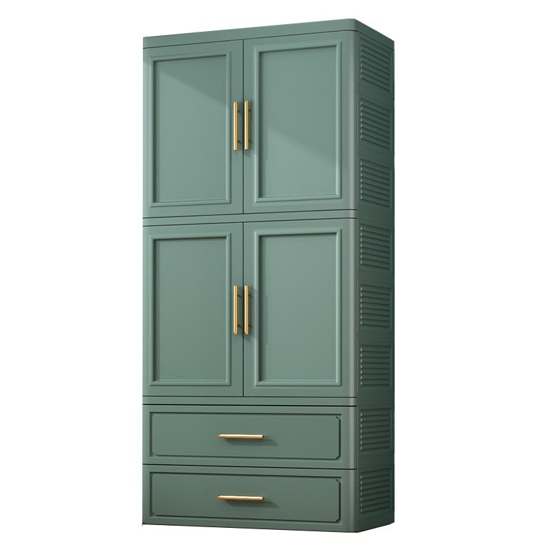 Contemporary 2-Door Wardrobe Armoire Plastic Storage Cabinet 23"L x 16"W x 70"H Green 2 Clearhalo 'Armoires & Wardrobes' 'armoires_wardrobes' 'Bedroom Furniture' 'furn' 'furn_armoires_wardrobes' 'Furniture' 5383387