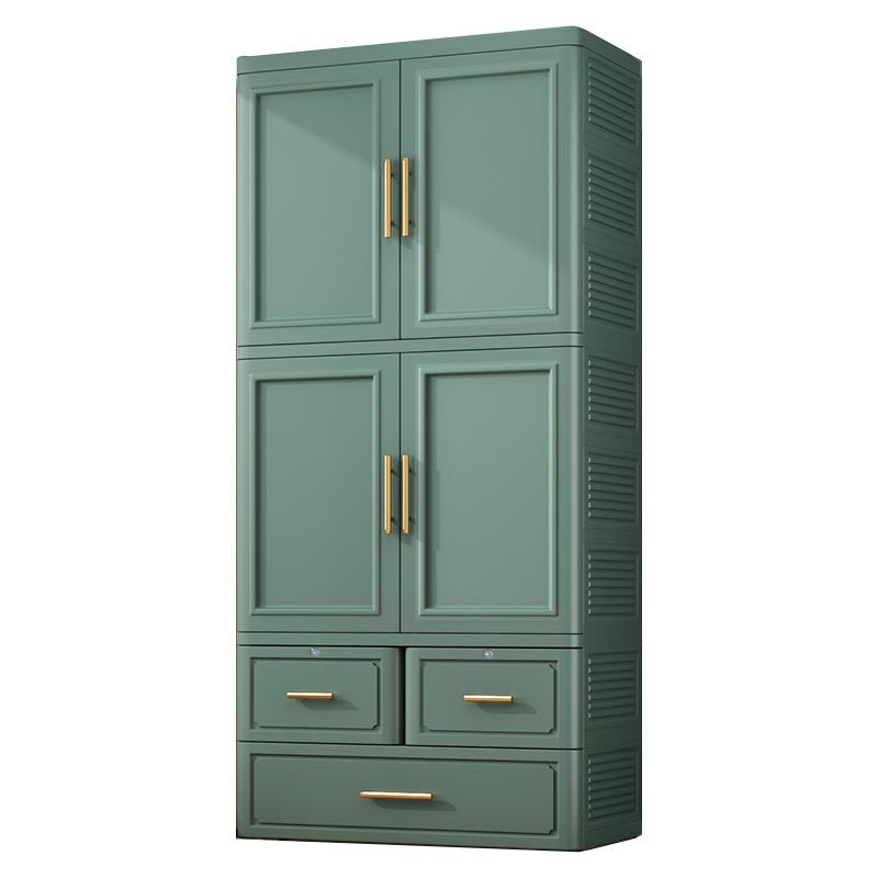 Contemporary 2-Door Wardrobe Armoire Plastic Storage Cabinet 23"L x 16"W x 70"H Green 3 Clearhalo 'Armoires & Wardrobes' 'armoires_wardrobes' 'Bedroom Furniture' 'furn' 'furn_armoires_wardrobes' 'Furniture' 5383389
