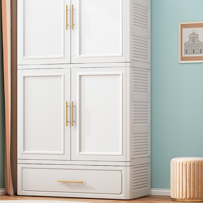 Contemporary 2-Door Wardrobe Armoire Plastic Storage Cabinet Clearhalo 'Armoires & Wardrobes' 'armoires_wardrobes' 'Bedroom Furniture' 'furn' 'furn_armoires_wardrobes' 'Furniture' 5383390