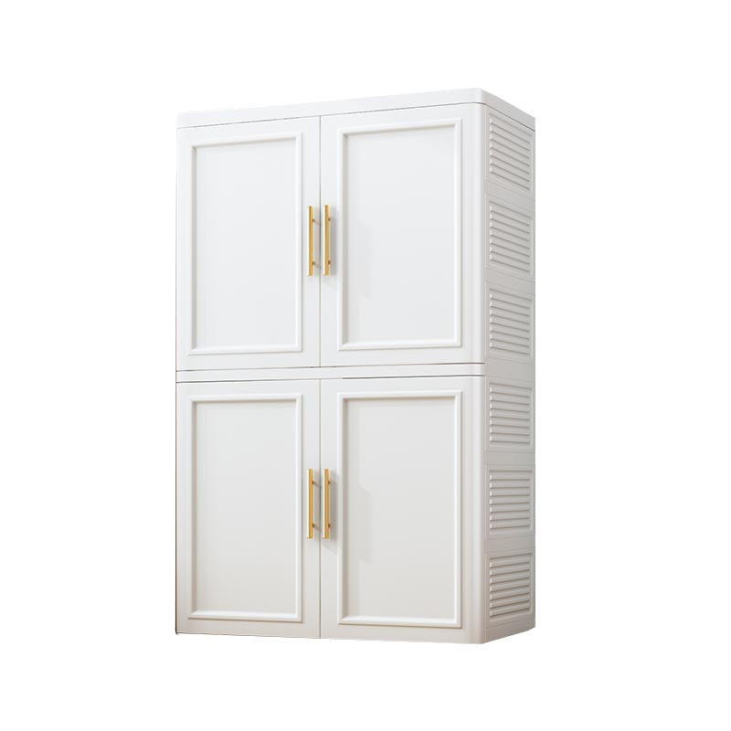 Contemporary 2-Door Wardrobe Armoire Plastic Storage Cabinet 23"L x 16"W x 53.5"H White Drawer Not Included Clearhalo 'Armoires & Wardrobes' 'armoires_wardrobes' 'Bedroom Furniture' 'furn' 'furn_armoires_wardrobes' 'Furniture' 5383391