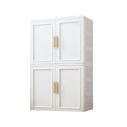 Contemporary 2-Door Wardrobe Armoire Plastic Storage Cabinet 23"L x 16"W x 53.5"H White Drawer Not Included Clearhalo 'Armoires & Wardrobes' 'armoires_wardrobes' 'Bedroom Furniture' 'furn' 'furn_armoires_wardrobes' 'Furniture' 5383391