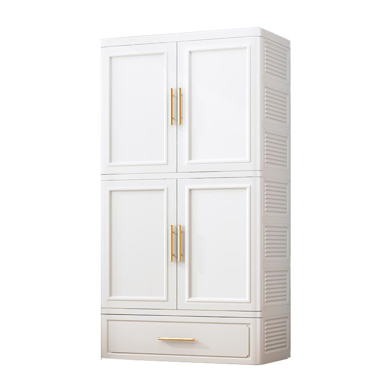 Contemporary 2-Door Wardrobe Armoire Plastic Storage Cabinet 23"L x 16"W x 62"H White 1 Clearhalo 'Armoires & Wardrobes' 'armoires_wardrobes' 'Bedroom Furniture' 'furn' 'furn_armoires_wardrobes' 'Furniture' 5383393