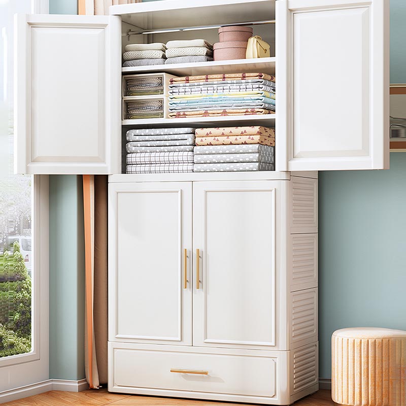 Contemporary 2-Door Wardrobe Armoire Plastic Storage Cabinet Clearhalo 'Armoires & Wardrobes' 'armoires_wardrobes' 'Bedroom Furniture' 'furn' 'furn_armoires_wardrobes' 'Furniture' 5383394