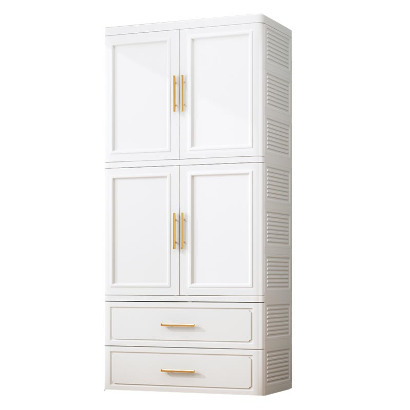 Contemporary 2-Door Wardrobe Armoire Plastic Storage Cabinet 23"L x 16"W x 70"H White 2 Clearhalo 'Armoires & Wardrobes' 'armoires_wardrobes' 'Bedroom Furniture' 'furn' 'furn_armoires_wardrobes' 'Furniture' 5383395