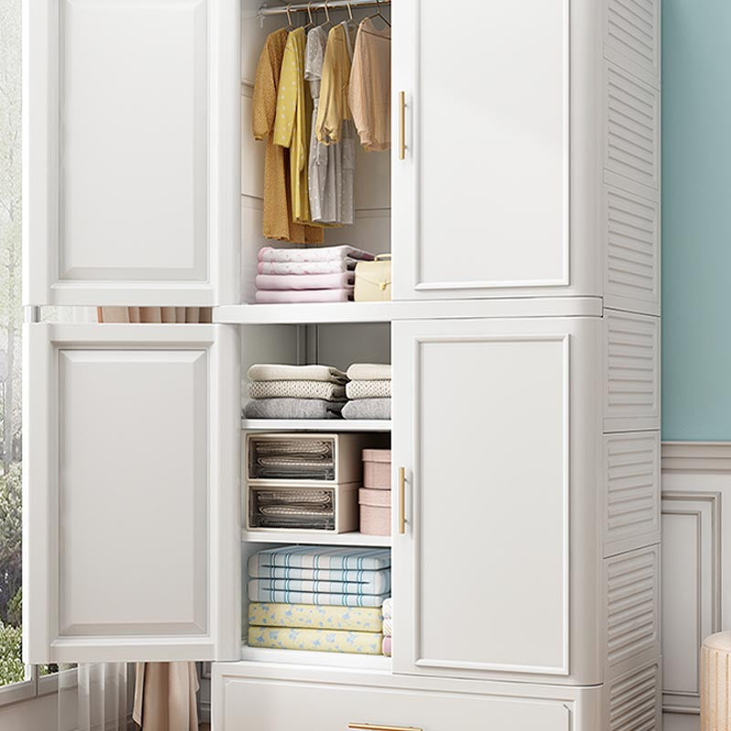 Contemporary 2-Door Wardrobe Armoire Plastic Storage Cabinet Clearhalo 'Armoires & Wardrobes' 'armoires_wardrobes' 'Bedroom Furniture' 'furn' 'furn_armoires_wardrobes' 'Furniture' 5383396
