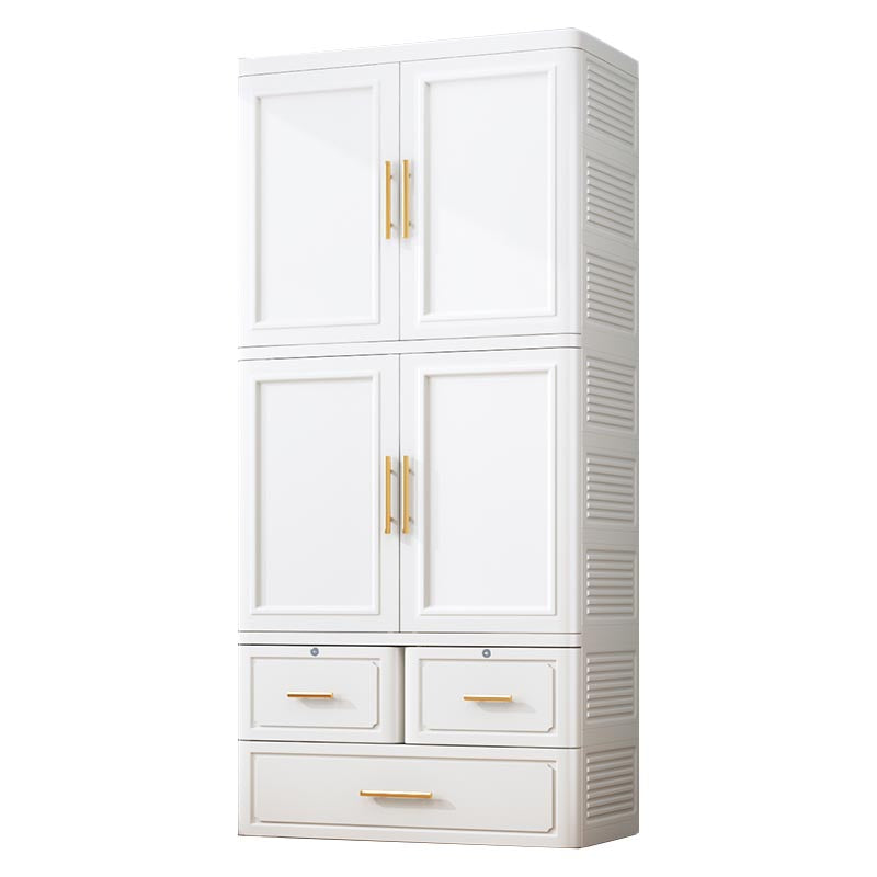 Contemporary 2-Door Wardrobe Armoire Plastic Storage Cabinet 23"L x 16"W x 70"H White 3 Clearhalo 'Armoires & Wardrobes' 'armoires_wardrobes' 'Bedroom Furniture' 'furn' 'furn_armoires_wardrobes' 'Furniture' 5383397