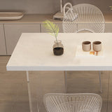 Table à manger de base en acrylique rectangle Table de piédestal en pierre moderne