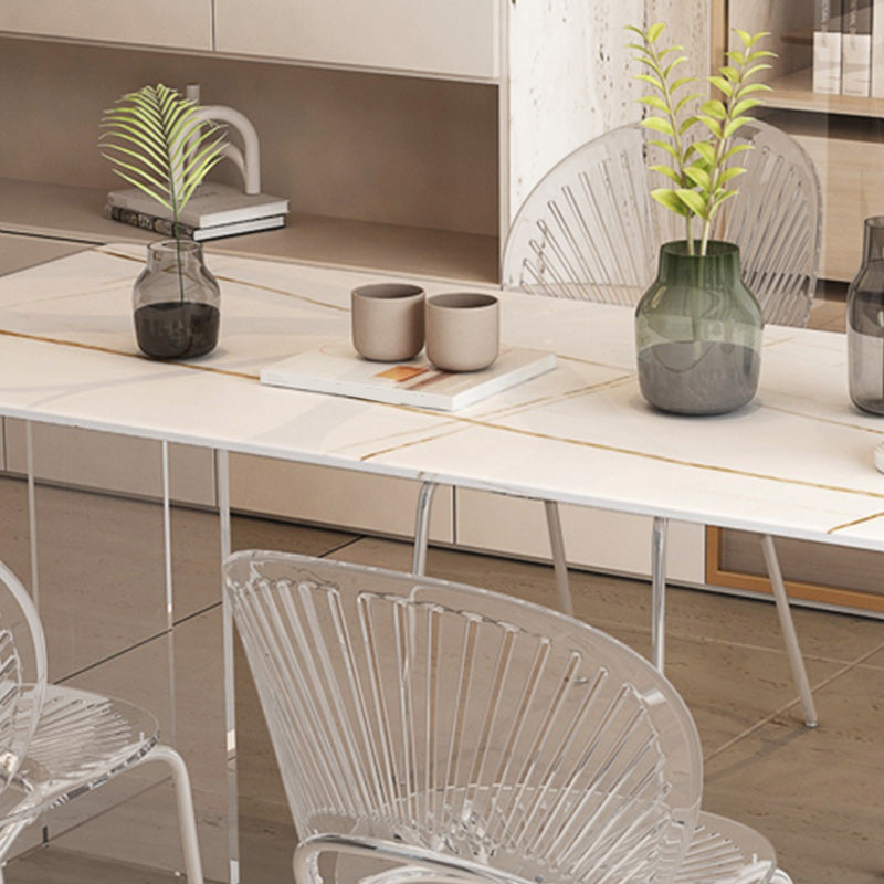 Table à manger de base en acrylique rectangle Table de piédestal en pierre moderne