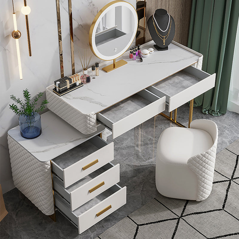 Glamstil Slate Top Eitelkeitstisch Kunstledermaterial Schminktisch Tisch