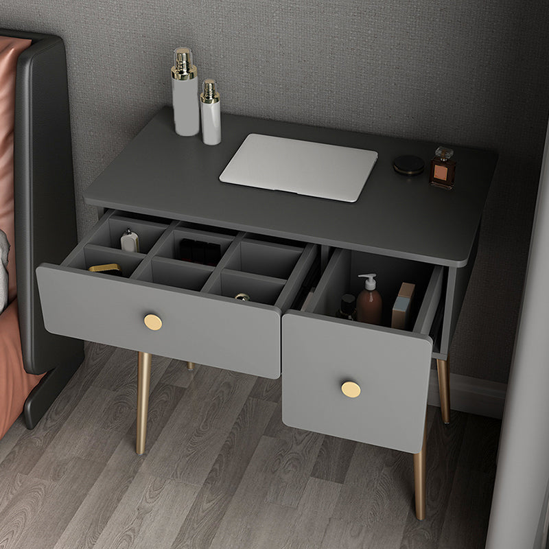 Glam Wooden/Metal Make-up Vanity with Drawer in Grey for Bedroom