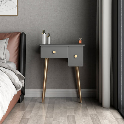 Vanity di trucco in legno/metallo glam con cassetto in grigio per camera da letto
