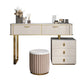 Beige Wood Vanity Dressing Table Set Glam Slate Top Dressing Table Makeup Vanity & Stools 31.5"L x 18"W x 30"H Clearhalo 'Bedroom Furniture' 'furn' 'furn_makeup_vanities' 'Furniture' 'Makeup Vanities' 'makeup_vanities' 5383499