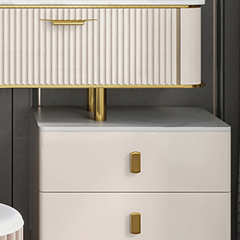 Beige Wood Vanity Dressing Table Set Glam Slate Top Dressing Table Clearhalo 'Bedroom Furniture' 'furn' 'furn_makeup_vanities' 'Furniture' 'Makeup Vanities' 'makeup_vanities' 5383503