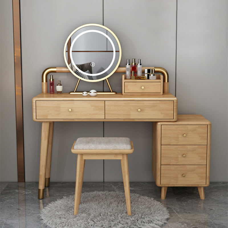 Modern Style Rubber Wood Vanity Table with 6 Drawers Dressing Table