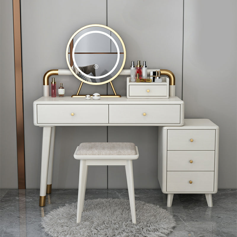 Modern Style Rubber Wood Vanity Table with 6 Drawers Dressing Table