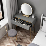 Vanité de maquillage glamour avec tiroir en gris / blanc / rose pour chambre à coucher
