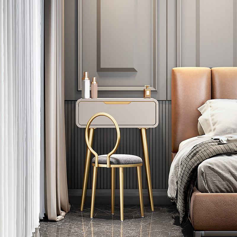 Vanité de maquillage glamour avec tiroir en gris / blanc / rose pour chambre à coucher