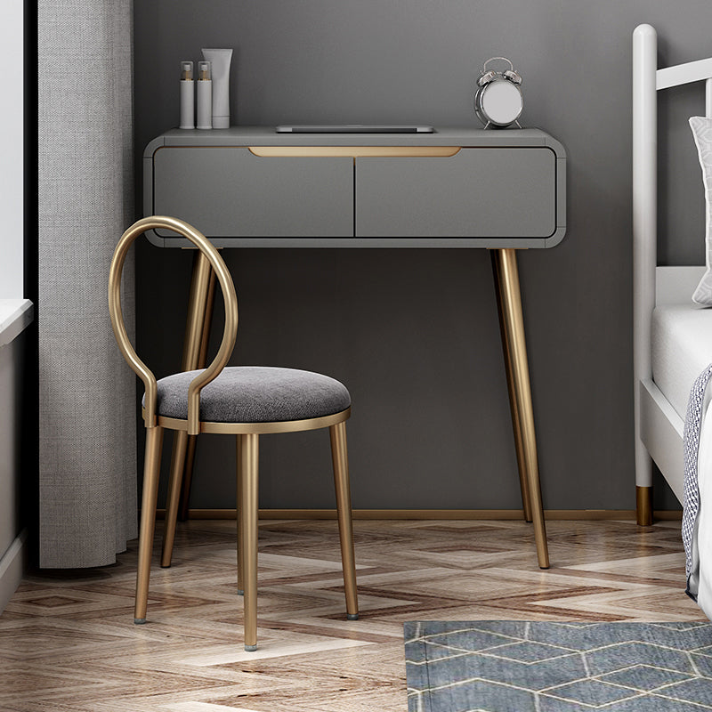 Vanité de maquillage glamour avec tiroir en gris / blanc / rose pour chambre à coucher