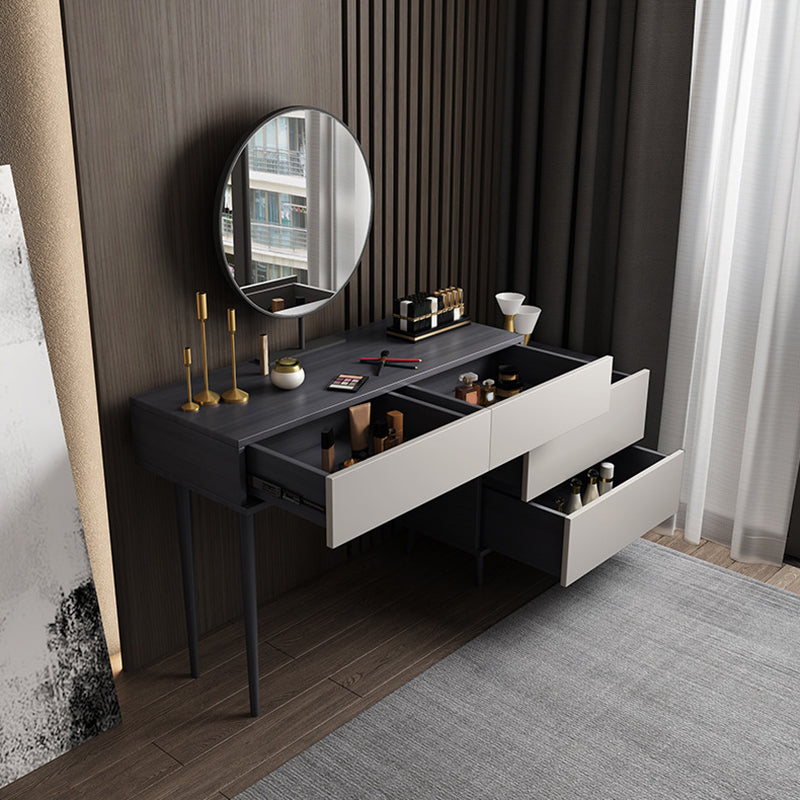 Modern Style White Wood-based Material Countertop Black Base with 4 Drawer Dresser Clearhalo 'Bedroom Furniture' 'furn' 'furn_makeup_vanities' 'Furniture' 'Makeup Vanities' 'makeup_vanities' 5383564