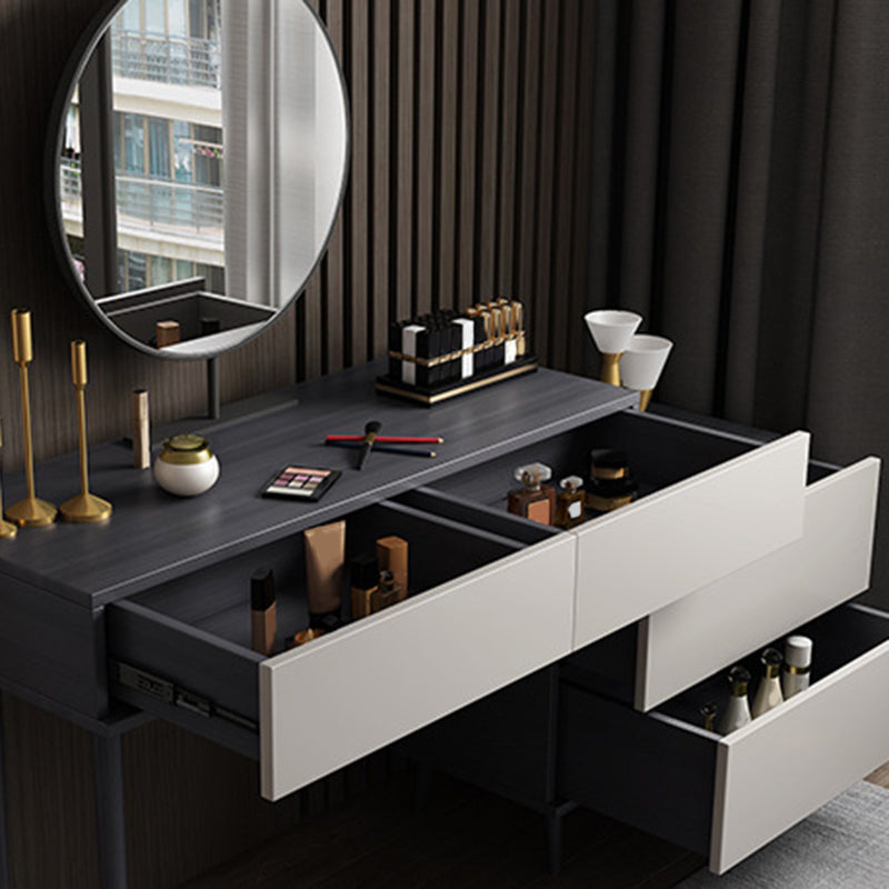 Modern Style White Wood-based Material Countertop Black Base with 4 Drawer Dresser Clearhalo 'Bedroom Furniture' 'furn' 'furn_makeup_vanities' 'Furniture' 'Makeup Vanities' 'makeup_vanities' 5383567