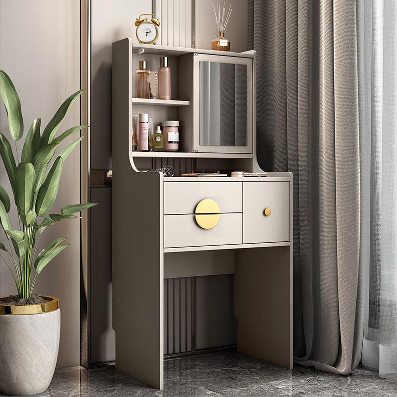 Table de casse-tête de vanité en bois moderne / table de vanité grise avec tiroirs