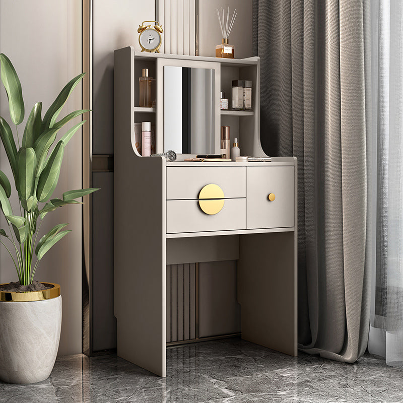 Table de casse-tête de vanité en bois moderne / table de vanité grise avec tiroirs