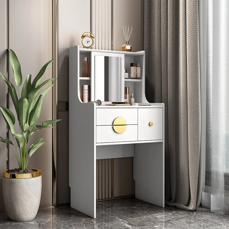 Table de casse-tête de vanité en bois moderne / table de vanité grise avec tiroirs