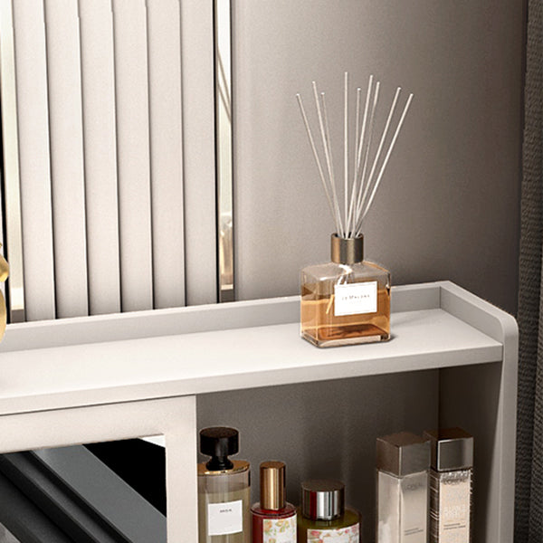 Table de casse-tête de vanité en bois moderne / table de vanité grise avec tiroirs