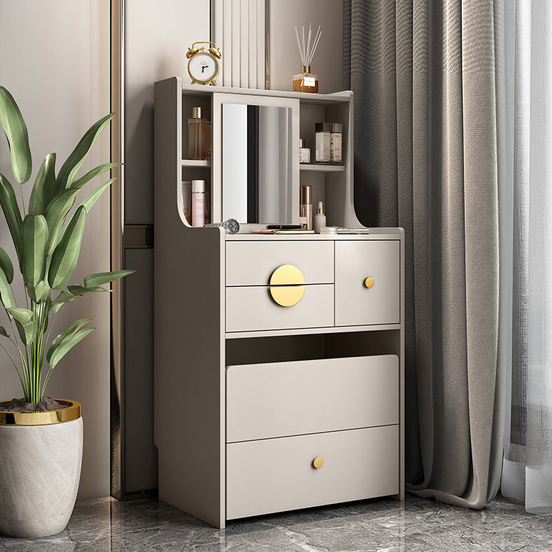 Table de casse-tête de vanité en bois moderne / table de vanité grise avec tiroirs