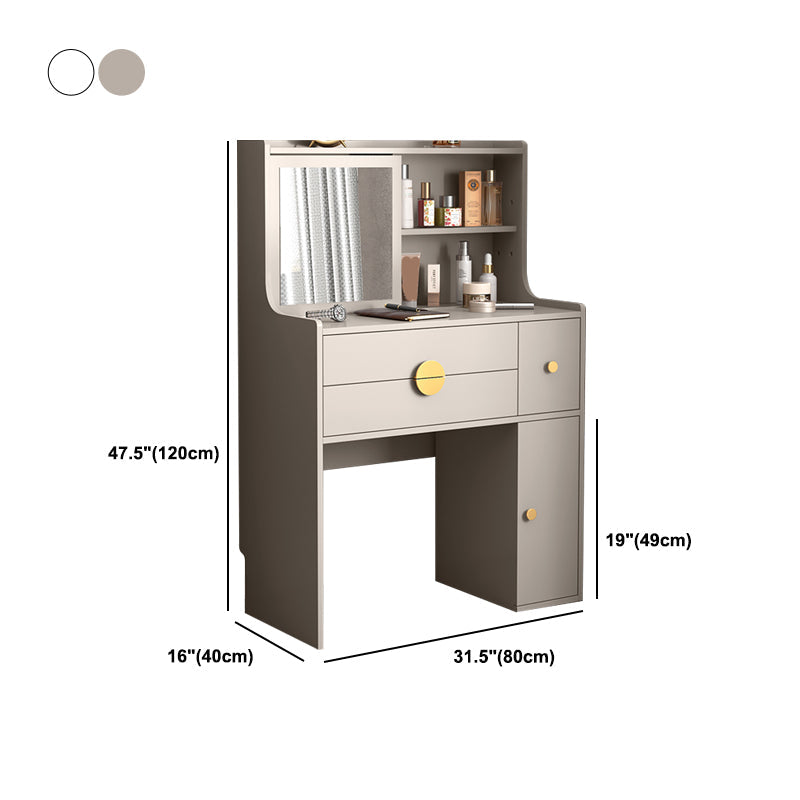 Moder de tocador de madera Costactar mesa de tocador gris/blanco con cajones
