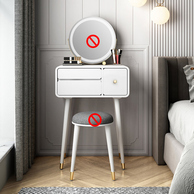 Tavolo da banco di vanità per trucco moderno con cassetto in bianco/rosa per camera da letto