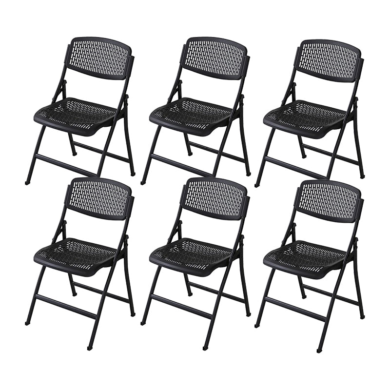 Steel Frame Conference Chair Plastic Back and Seat Armless Chair Black Without Writing Pad 6 Piece Set Clearhalo 'furn' 'furn_office_chair' 'Furniture' 'Office Chairs' 'Office Furniture' 'office_chair' 5388341