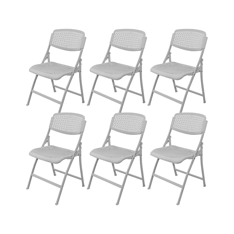Steel Frame Conference Chair Plastic Back and Seat Armless Chair Grey Without Writing Pad 6 Piece Set Clearhalo 'furn' 'furn_office_chair' 'Furniture' 'Office Chairs' 'Office Furniture' 'office_chair' 5388345