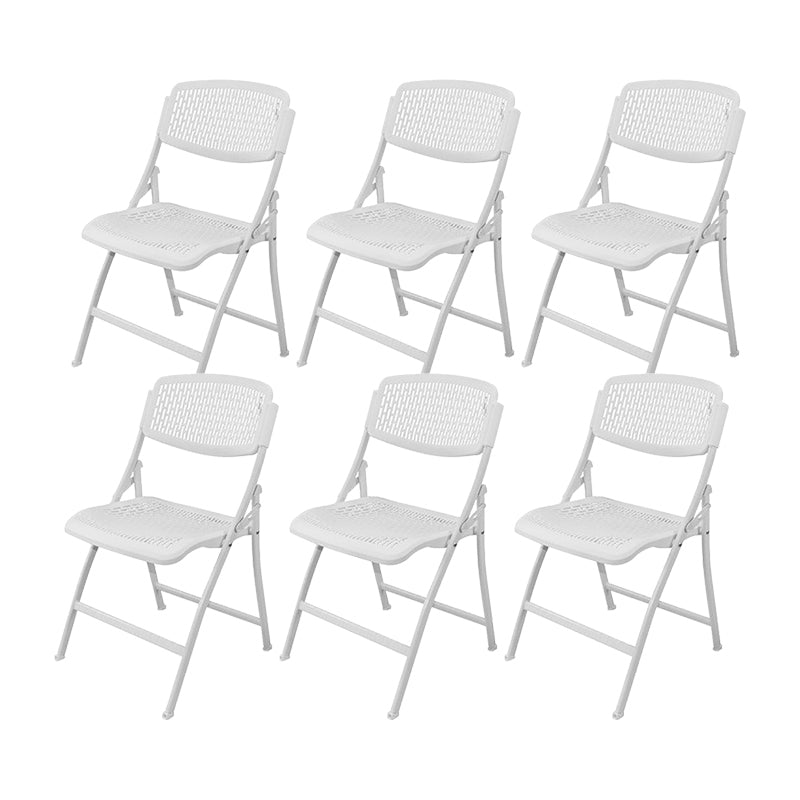 Steel Frame Conference Chair Plastic Back and Seat Armless Chair White Without Writing Pad 6 Piece Set Clearhalo 'furn' 'furn_office_chair' 'Furniture' 'Office Chairs' 'Office Furniture' 'office_chair' 5388347