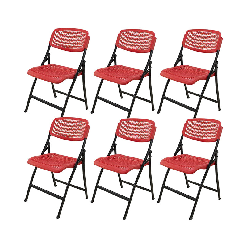 Steel Frame Conference Chair Plastic Back and Seat Armless Chair Red Without Writing Pad 6 Piece Set Clearhalo 'furn' 'furn_office_chair' 'Furniture' 'Office Chairs' 'Office Furniture' 'office_chair' 5388349