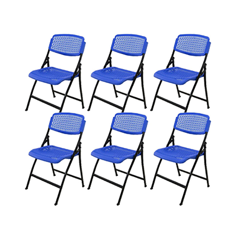 Steel Frame Conference Chair Plastic Back and Seat Armless Chair Blue Without Writing Pad 6 Piece Set Clearhalo 'furn' 'furn_office_chair' 'Furniture' 'Office Chairs' 'Office Furniture' 'office_chair' 5388350