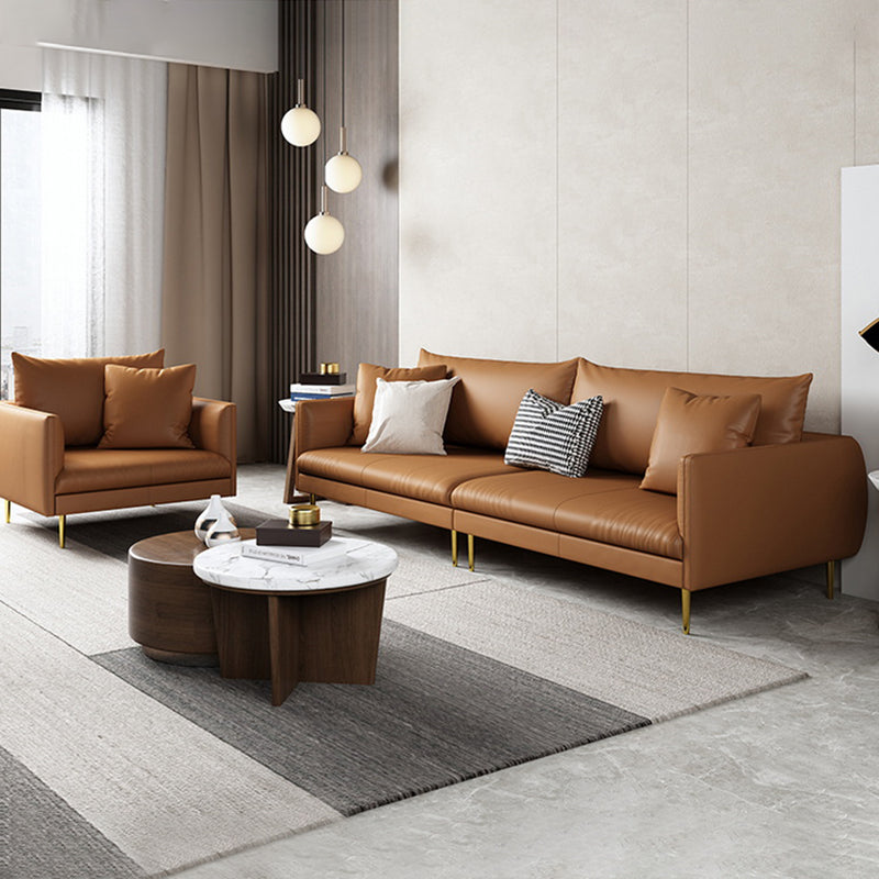 Divano a braccio quadrato di divano in pelle stazionaria Standard Glam divano per soggiorno