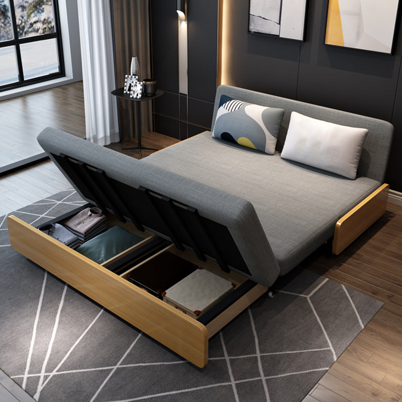 Contemporary Armless Tight Back Cotton Blend Sofa Bed in Grey