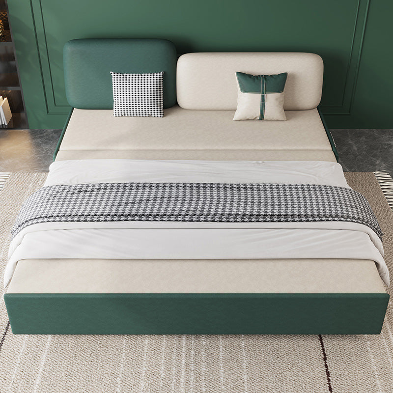 Canapé-lit contemporain en coton sans bras en vert avec 2 oreillers