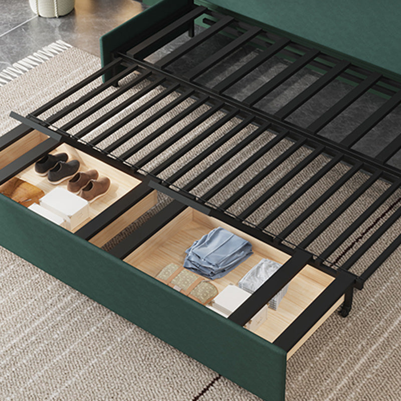 Canapé-lit contemporain en coton sans bras en vert avec 2 oreillers