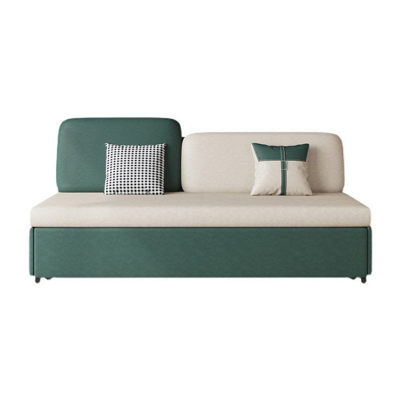 Canapé-lit contemporain en coton sans bras en vert avec 2 oreillers