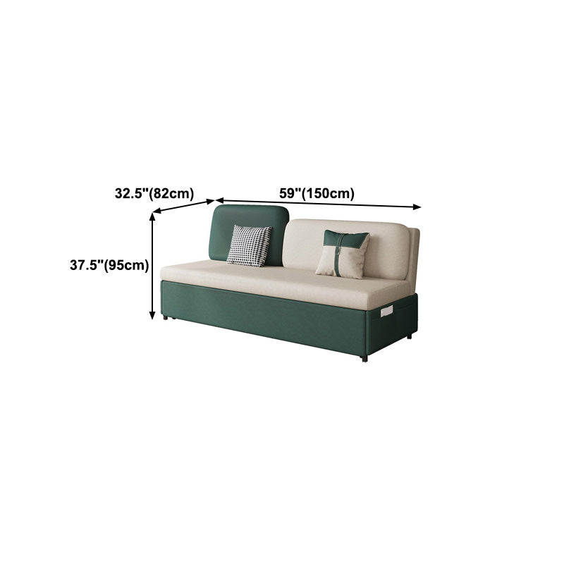 Canapé-lit contemporain en coton sans bras en vert avec 2 oreillers