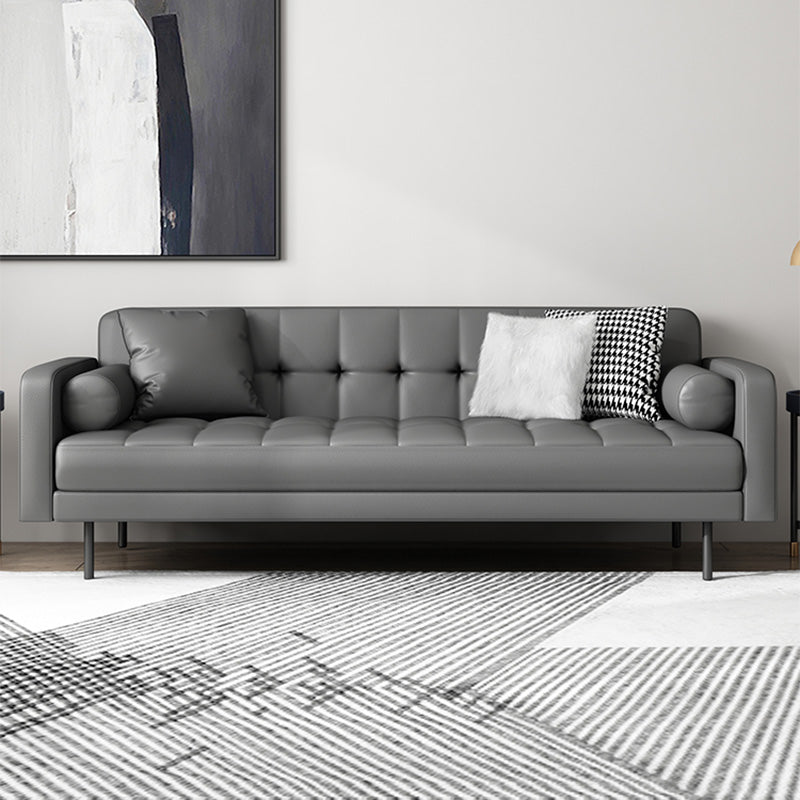 Glam Tufted Biscuit Back Standard Living Room Faux Leather Sofa Clearhalo 'furn' 'furn_sofas' 'Furniture' 'Living Room Furniture' 'Sofa' 'sofas' 5388473