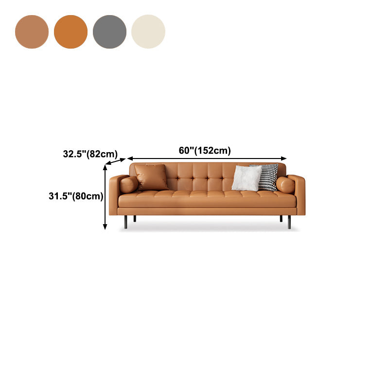 Glam Tufted Biscuit Back Standard Living Room Faux Leather Sofa Clearhalo 'furn' 'furn_sofas' 'Furniture' 'Living Room Furniture' 'Sofa' 'sofas' 5388485