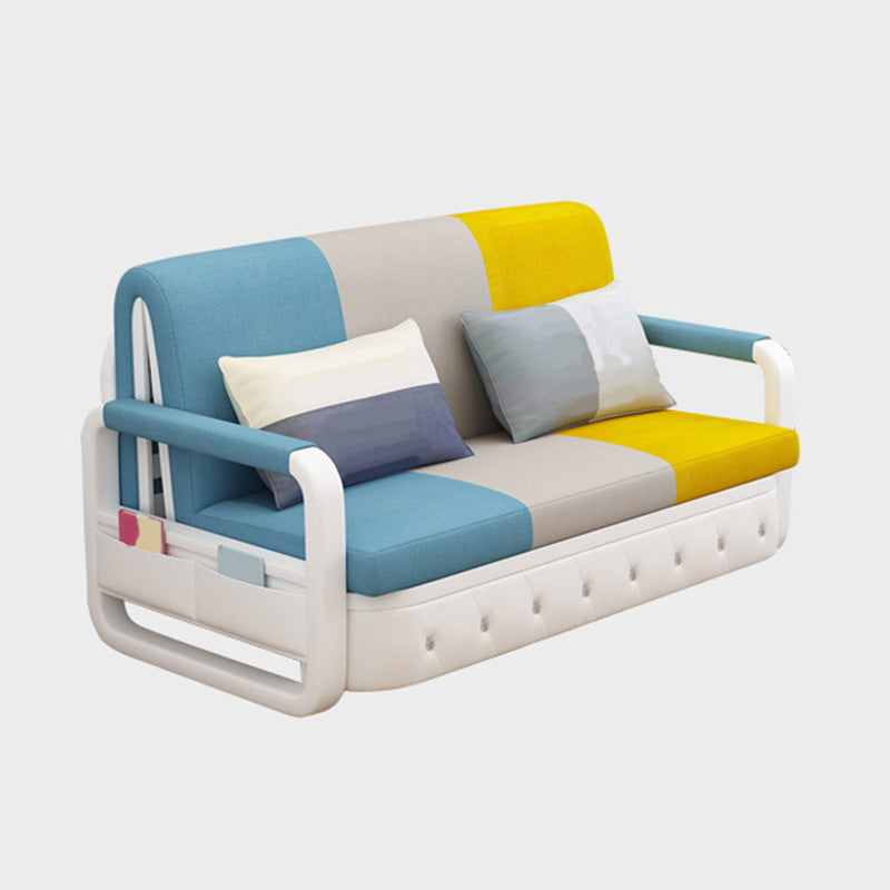 リビングルーム用の綿ブレンドコンテンポラリースクエアアームソファベッド